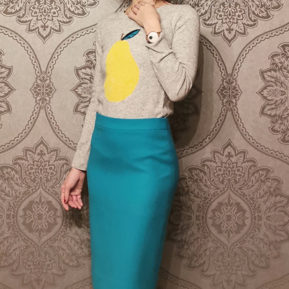 J. Crew wool blend pear print sweater